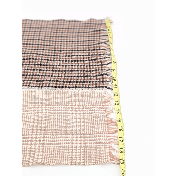 Vintage Brown Tad Plaid Women's Grandpa Classic Preppy Fringe Scarf Bundle of 2 - Picture 2 of 3